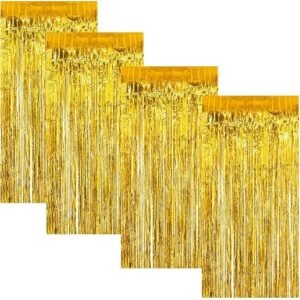HK balloons 3ft x 6 ft Gold Foil Curtain Pack of 4 for Birthday, Anniversary, Marriage and Bachelorette Decoration