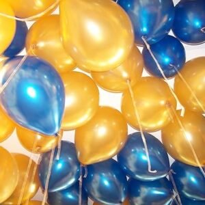 HK balloons® Metallic Blue & Gold(Pack of 50) Birthday Balloons for Decoration