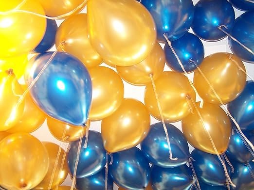 HK balloons® Metallic Blue & Gold(Pack of 50) Birthday Balloons for Decoration
