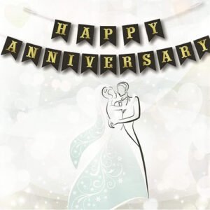 HK balloons Happy Birthday Banner Decoration For Boys, Girls, Boyfriend, Girlfriend, (Happy Anniversary Banner-Black)