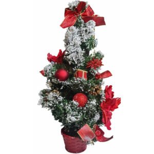 HK Balloons Artificial Decorated Christmas Tree with Snow Tips Spruce with Bow Apple...