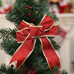 HK Balloons Christmas Tree Decoration Glitter Red & Gold Bow (Big Tree Bow)...