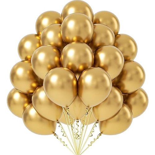 Flyloons 25 pcs Golden Metallic Balloons
