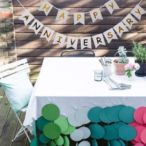 HK Balloons Happy Anniversary Banner White