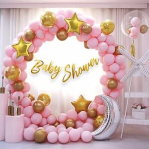 HK Balloons 65 pc Pastel Pink Baby shower balloon Decoration