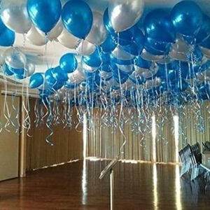 HK Balloons 50Pcs Birthday Decoration Balloon Item For Metallic Blue & Silver Balloons For Birthday, Anniversary, Baby Shower & Event's Decorations Balloons