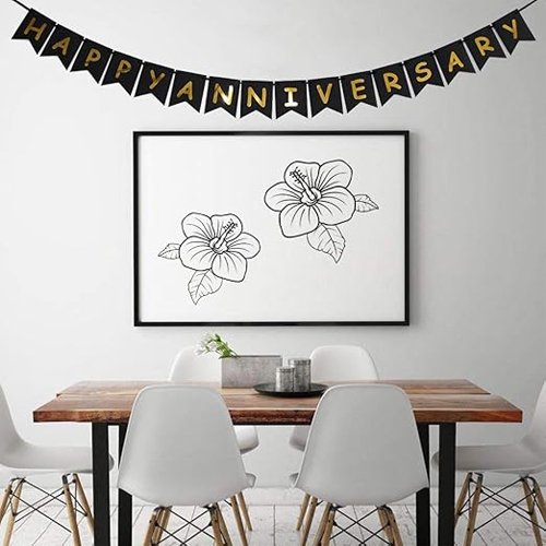 HK balloons Happy Birthday Banner Decoration For Boys, Girls, Boyfriend, Girlfriend, (Happy Anniversary Banner-Black) - Image 5