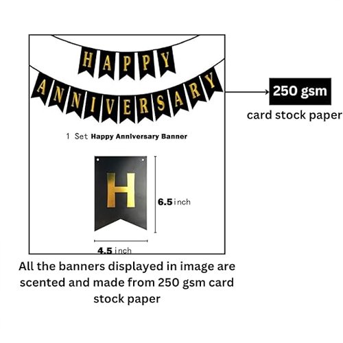 HK balloons Happy Birthday Banner Decoration For Boys, Girls, Boyfriend, Girlfriend, (Happy Anniversary Banner-Black) - Image 4