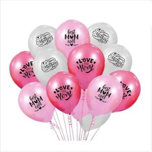 HK Balloons 50Pcs Happy Mother Day Printed Balloons With Our Best Mom Ever White Pink And Light Pink Celebrate This Mother'S Day